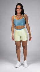 conjunto canelado short e blusa Azul/Amarelo