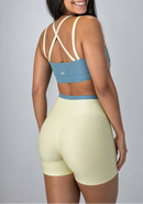 conjunto canelado short e blusa Azul/Amarelo